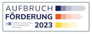 Logo für Aufbruch Förderung 2023 in Zusammenarbeit mit der IHK-Projektgesellschaft Ostbrandenburg