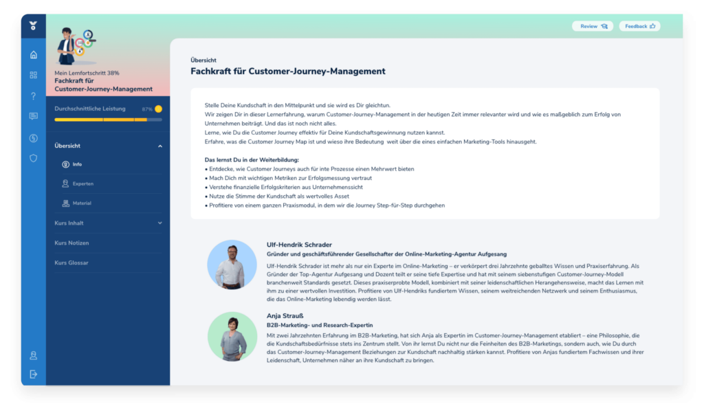Screenshot Web Customer-Journey-Management (IHK)