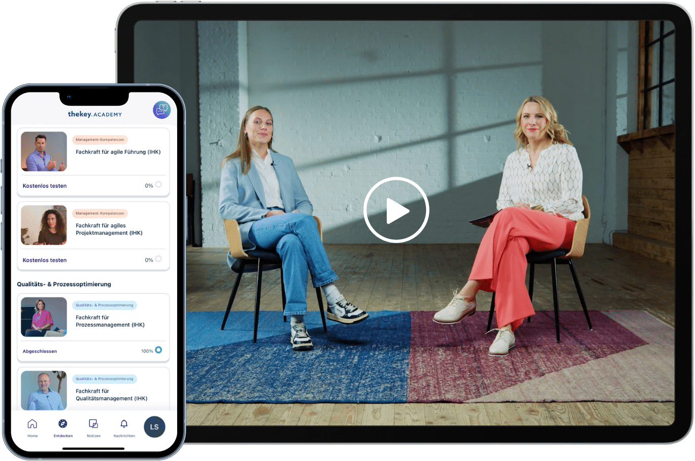 mobile app lehrgangsübersicht phone tablet